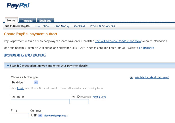 Create PayPal Payment Button